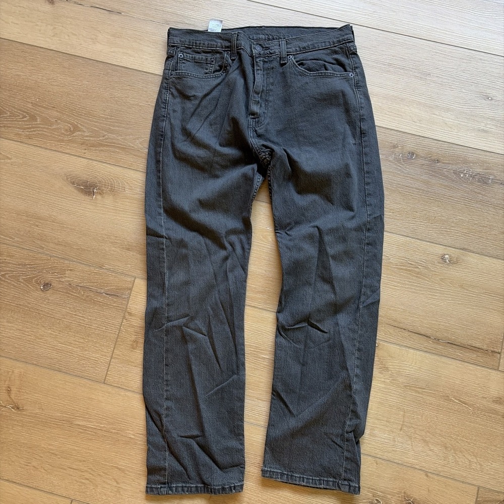 Levi's 505 Jeans Men's 33x30(28) Black Gray Faded Regular Fit Straight Leg Denim
